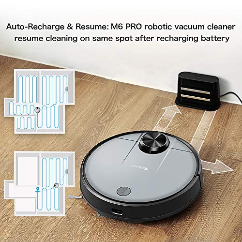 Proscenic M6 PRO WLAN Saugroboter, Saugroboter mit Wischfunktion, Staubsauger Roboter mit Laser-Navigation, Alexa- & Google Home &Appsteuerung, 2600PA Saugkraft und selektive Zimmerreinigung - 3