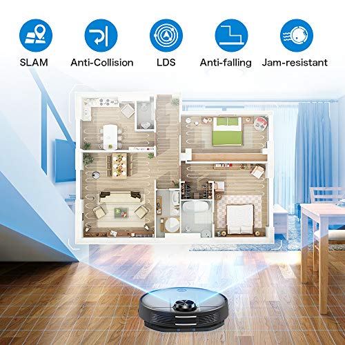 Proscenic M6 PRO WLAN Saugroboter, Saugroboter mit Wischfunktion, Staubsauger Roboter mit Laser-Navigation, Alexa- & Google Home &Appsteuerung, 2600PA Saugkraft und selektive Zimmerreinigung - 5