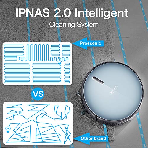 Updated 2020 Version Proscenic 830T WLAN Saugroboter, Staubsauger Roboter (3 in 1: Saugroboter mit Wischfunktion), App- und Alexa Steuerung, 350ML Wassertank,Magnetband für Bereich Begrenzung - 2