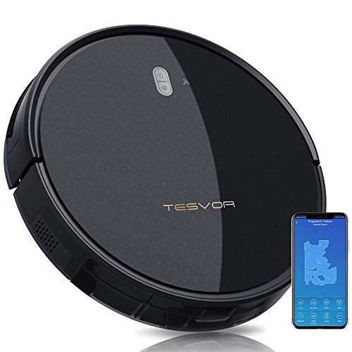Saugroboter,Tesvor M1 mit 4000PA Powerleistung Roboterstaubsauger WLAN Staubsaugerroboter mit Raumkarte in Echtzeit Optimiert für Tierhaare Allergene Glatt Teppichböden mit APP Alexa/Google