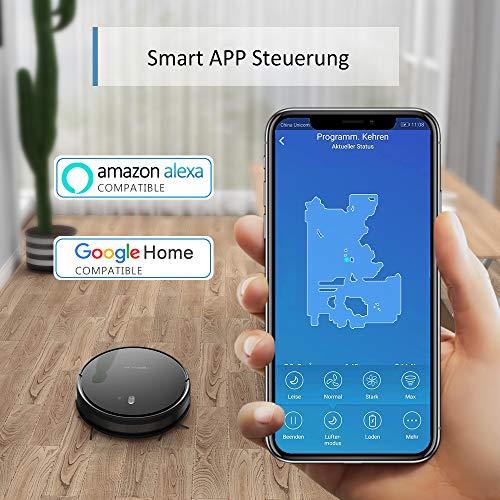 Saugroboter,Tesvor M1 mit 4000PA Powerleistung Roboterstaubsauger WLAN Staubsaugerroboter mit Raumkarte in Echtzeit Optimiert für Tierhaare Allergene Glatt Teppichböden mit APP Alexa/Google - 2