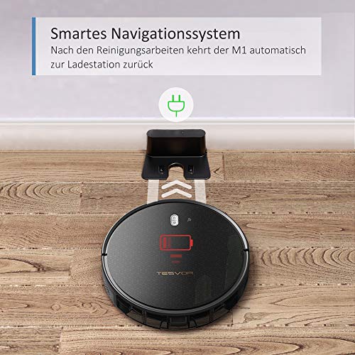 Saugroboter,Tesvor M1 mit 4000PA Powerleistung Roboterstaubsauger WLAN Staubsaugerroboter mit Raumkarte in Echtzeit Optimiert für Tierhaare Allergene Glatt Teppichböden mit APP Alexa/Google - 6