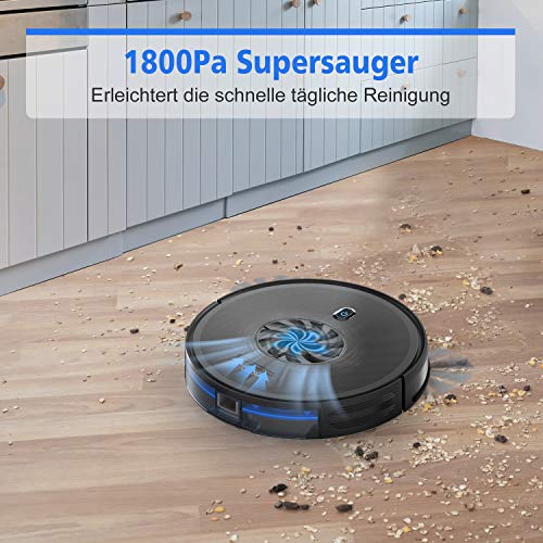 ONSON Saugroboter, Starke Saugkraft 1800Pa Staubsauger Roboter (Schlank), Leise, Mehrere Reinigungsmodi, Selbstaufladender Roboterstaubsauger für Tierhaare, Hartböden, Teppiche (Aufgerüstet) - 4