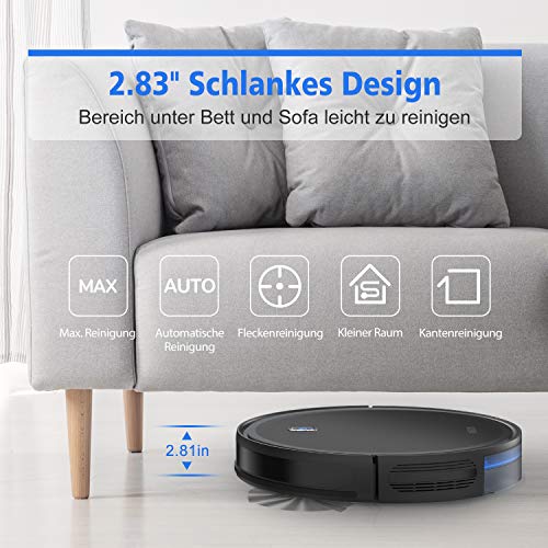 ONSON Saugroboter, Starke Saugkraft 1800Pa Staubsauger Roboter (Schlank), Leise, Mehrere Reinigungsmodi, Selbstaufladender Roboterstaubsauger für Tierhaare, Hartböden, Teppiche (Aufgerüstet) - 5