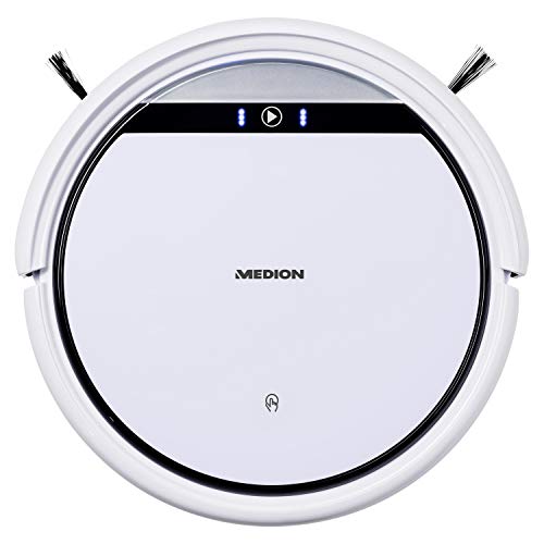 MEDION MD 18500 Saugroboter mit Ladestation (90 Min Laufzeit, Roboterstaubsauger für Hartböden, Teppiche, Fliesen, Laminat, Tierhaar optimiert, Direktabsaugung, autom. Rückkehr zur Ladestation) weiß - 2