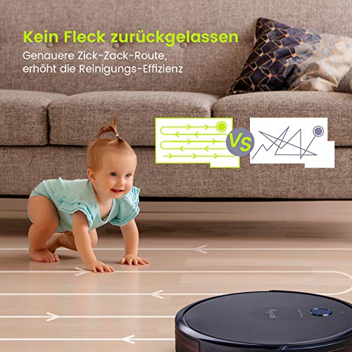 Kyvol Staubsauger Roboter 2200Pa Saugleistung, E30 Saugroboter mit Raumkarte, 150Min. Laufzeit,Sprachsteuerung,inkls. Magnetstreifen, Reinigt Hartböden, Teppiche, Tierhaare - 2