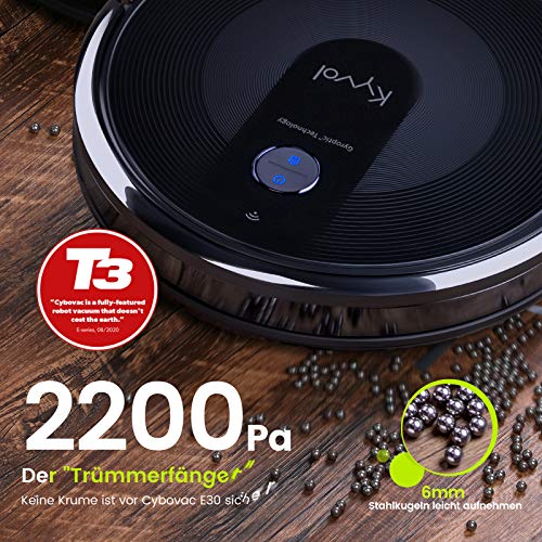 Kyvol Staubsauger Roboter 2200Pa Saugleistung, E30 Saugroboter mit Raumkarte, 150Min. Laufzeit,Sprachsteuerung,inkls. Magnetstreifen, Reinigt Hartböden, Teppiche, Tierhaare - 3