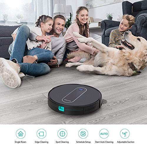 Deenkee Saugroboter mit 2000Pa Starke Saugkraft, Staubsauger Roboter Selbstaufladend, 110 Minuten Laufzeit, 6 Reinigungsmodi, Extrem dünn, Leiser Roboterstaubsauger für Tierhaare, Hartböden, Teppiche - 3