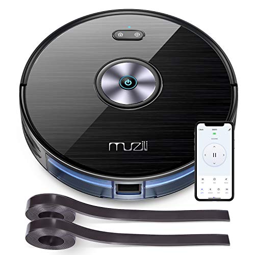 Muzili Saugroboter, Wlan Staubsauger Roboter mit Wischfunktion,App Fernbedienung & Funktioniert mit Alexa, Geräuscharm 350ML Wassertank mit 6 Reinigungsmodi für Tierhaare, Teppiche und harte Böden
