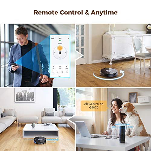 Muzili Saugroboter, Wlan Staubsauger Roboter mit Wischfunktion,App Fernbedienung & Funktioniert mit Alexa, Geräuscharm 350ML Wassertank mit 6 Reinigungsmodi für Tierhaare, Teppiche und harte Böden - 2