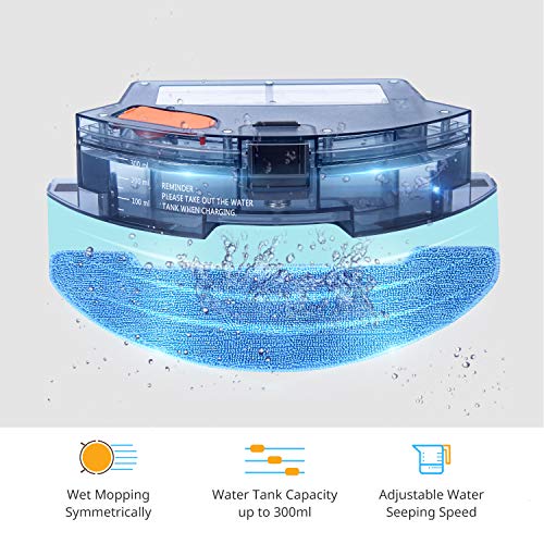 Muzili Saugroboter, Wlan Staubsauger Roboter mit Wischfunktion,App Fernbedienung & Funktioniert mit Alexa, Geräuscharm 350ML Wassertank mit 6 Reinigungsmodi für Tierhaare, Teppiche und harte Böden - 3