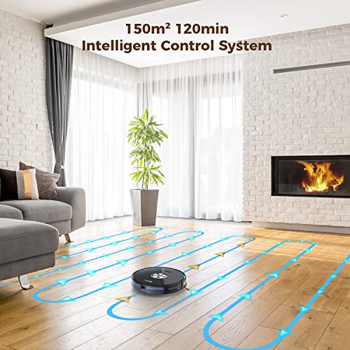 Muzili Saugroboter, Wlan Staubsauger Roboter mit Wischfunktion,App Fernbedienung & Funktioniert mit Alexa, Geräuscharm 350ML Wassertank mit 6 Reinigungsmodi für Tierhaare, Teppiche und harte Böden - 6