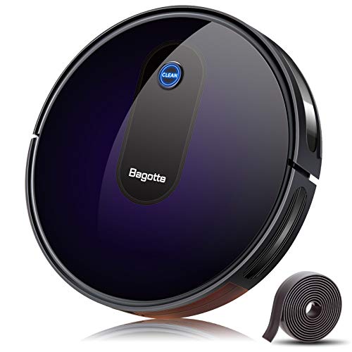 Bagotte Saugroboter, 2000Pa Saugkraft, 6,9 cm Super schlank, Staubsauger Roboter mit Auto-Boost Tech, Selbstaufladend, ideal Für Reinigen von Tierhaare, Teppich, Fliesen, Hartböden