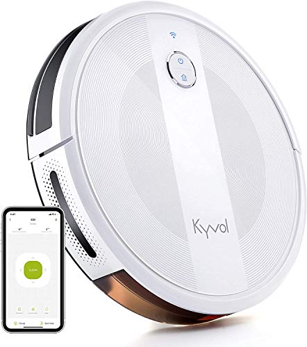 KYVOL E20 Saugroboter 2000Pa Starke Saugkraft Staubsauger Roboter, 150Min. Akkulaufzeit Roboterstaubsauger, Kompatibel mit Alexa, WLAN Saugroboter für Tierhaare,Teppiche, Hartböden,Weiß