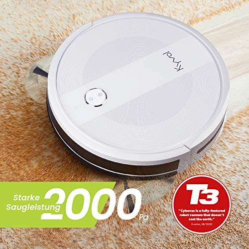 KYVOL E20 Saugroboter 2000Pa Starke Saugkraft Staubsauger Roboter, 150Min. Akkulaufzeit Roboterstaubsauger, Kompatibel mit Alexa, WLAN Saugroboter für Tierhaare,Teppiche, Hartböden,Weiß - 3