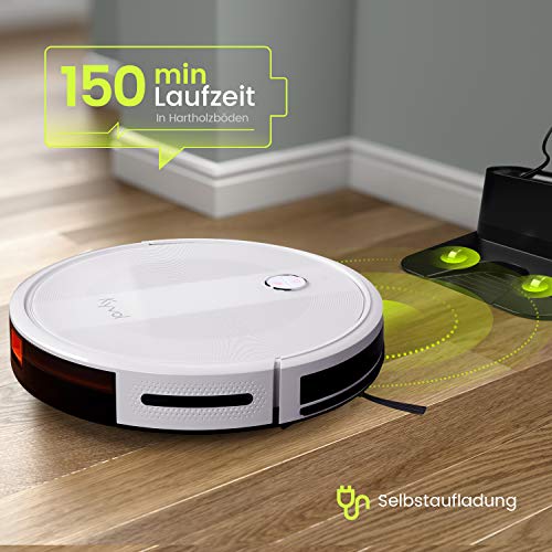 KYVOL E20 Saugroboter 2000Pa Starke Saugkraft Staubsauger Roboter, 150Min. Akkulaufzeit Roboterstaubsauger, Kompatibel mit Alexa, WLAN Saugroboter für Tierhaare,Teppiche, Hartböden,Weiß - 4