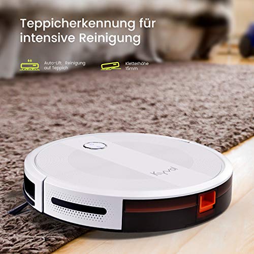 KYVOL E20 Saugroboter 2000Pa Starke Saugkraft Staubsauger Roboter, 150Min. Akkulaufzeit Roboterstaubsauger, Kompatibel mit Alexa, WLAN Saugroboter für Tierhaare,Teppiche, Hartböden,Weiß - 7