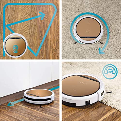 ZACO V5x Saugroboter mit Wischfunktion, App & Alexa Steuerung, 8,1cm flach, automatischer Roboter, 2in1 Wischen oder Staubsaugen, für Hartböden, Fallschutz, mit Ladestation, Mit Wlan, 22 W, 65 Dezibel - 2