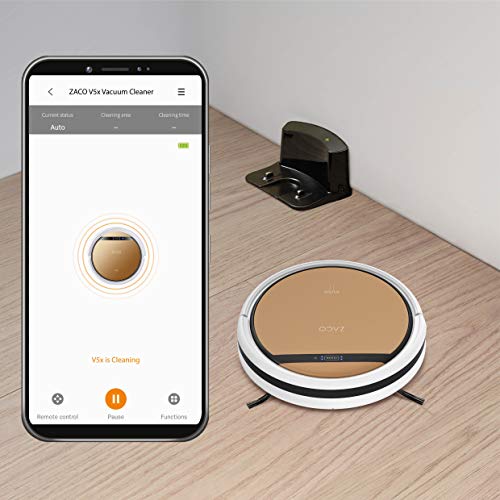 ZACO V5x Saugroboter mit Wischfunktion, App & Alexa Steuerung, 8,1cm flach, automatischer Roboter, 2in1 Wischen oder Staubsaugen, für Hartböden, Fallschutz, mit Ladestation, Mit Wlan, 22 W, 65 Dezibel - 7