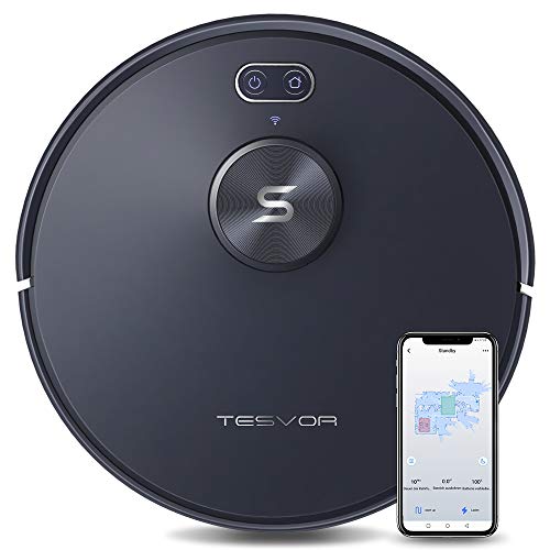 Tesvor Saugroboter,S6 Saug-Wischroboter mit Laser Navigation Superstark 2700PA Roboterstaubsauger Laufzeit 120 Min Allergene Tierhaarbeseitigung App Sprachsteuerung & Verbotszonen