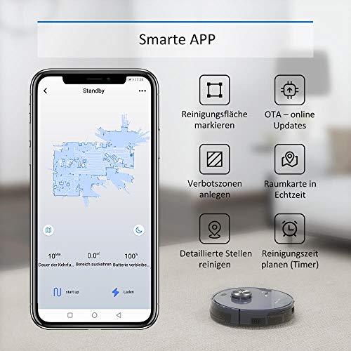 Tesvor Saugroboter,S6 Saug-Wischroboter mit Laser Navigation Superstark 2700PA Roboterstaubsauger Laufzeit 120 Min Allergene Tierhaarbeseitigung App Sprachsteuerung & Verbotszonen - 3