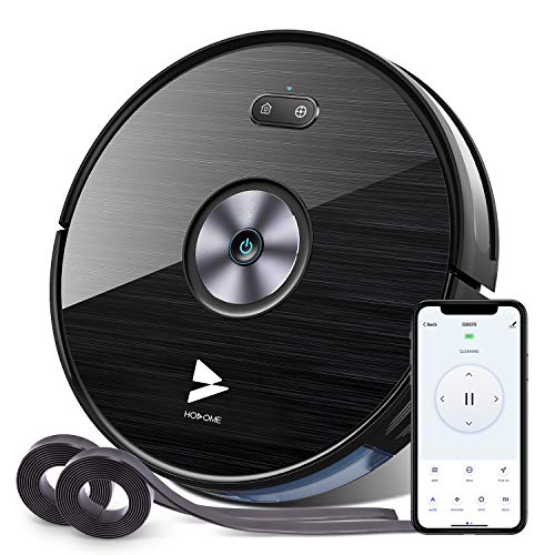 Hosome Saugroboter WLAN 2000Pa Upgrade Staubsauger Roboter mit Wischfunktion, App & Alexa Steuerung, Selbstaufladung, 300ML elektrischer Wassertank, für Tierhaare, Teppiche, Hartböden