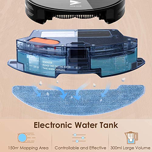 Hosome Saugroboter WLAN 2000Pa Upgrade Staubsauger Roboter mit Wischfunktion, App & Alexa Steuerung, Selbstaufladung, 300ML elektrischer Wassertank, für Tierhaare, Teppiche, Hartböden - 4
