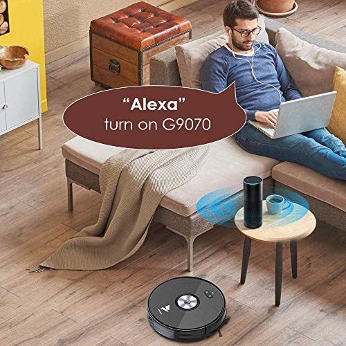 Hosome Saugroboter WLAN 2000Pa Upgrade Staubsauger Roboter mit Wischfunktion, App & Alexa Steuerung, Selbstaufladung, 300ML elektrischer Wassertank, für Tierhaare, Teppiche, Hartböden - 6