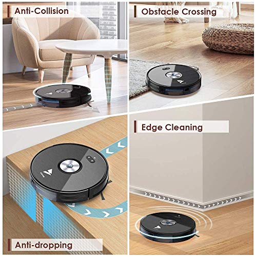 Hosome Saugroboter WLAN 2000Pa Upgrade Staubsauger Roboter mit Wischfunktion, App & Alexa Steuerung, Selbstaufladung, 300ML elektrischer Wassertank, für Tierhaare, Teppiche, Hartböden - 7