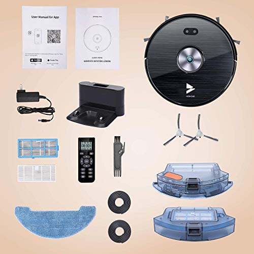 Hosome Saugroboter WLAN 2000Pa Upgrade Staubsauger Roboter mit Wischfunktion, App & Alexa Steuerung, Selbstaufladung, 300ML elektrischer Wassertank, für Tierhaare, Teppiche, Hartböden - 8