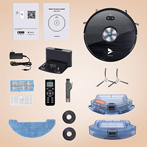 Hosome Saugroboter WLAN 2000Pa Upgrade Staubsauger Roboter mit Wischfunktion, App & Alexa Steuerung, Selbstaufladung, 300ML elektrischer Wassertank, für Tierhaare, Teppiche, Hartböden - 9