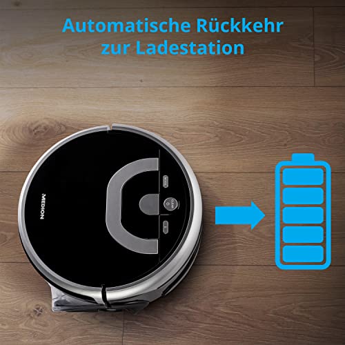 MEDION Wischroboter mit Wassertank P10W (Modell 2021, intelligente Navigation, Bodenreiniger mit Walze für Holzboden Hartboden Parkett, getrennter Schmutzwassertank/Frischwassertank) - 3