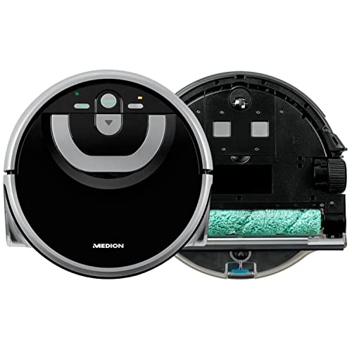 MEDION Wischroboter mit Wassertank P10W (Modell 2021, intelligente Navigation, Bodenreiniger mit Walze für Holzboden Hartboden Parkett, getrennter Schmutzwassertank/Frischwassertank) - 7