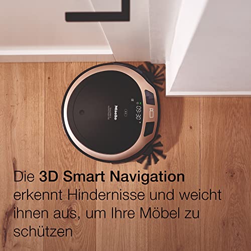 Miele Scout RX3 Home Vision HD Saugroboter / Testsieger der Stiftung Warentest / 4-stufiges Reinigungssystem / 120 min Akku Laufzeit /Bildübertragung / App Steuerung / Roségold Pearlfinish (11715050) - 4