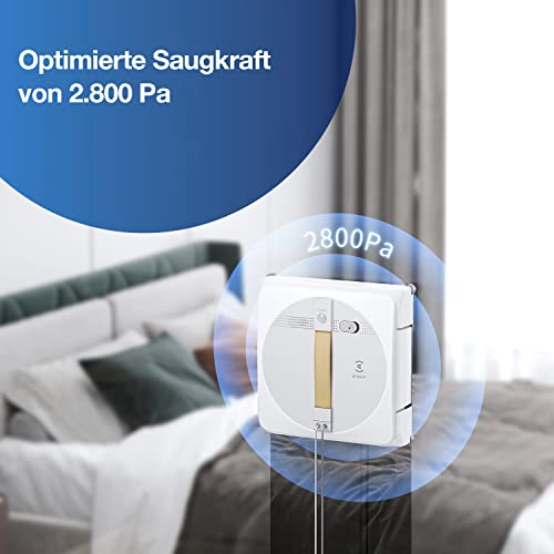 ECOVACS WINBOT W1 PRO Fensterputzroboter, intelligente Fensterscheiben Reinigung mit WIN SLAM 3.0, Cross-Sprühtechnologie, Reinigungsplanung, 2800 PA, Randerkennungstechnologie, App-Steuerung - 4