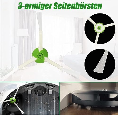 ANBOO 10 Stück Ersatzteile für iRobot Roomba i7 i7+ E5 E6 i6 i6+ i3 i3+ i4 i4+ i8 i8 Plus e5154 i3152 i7156 J7 7150, 1 Satz Gummibürsten, 4 Hochleistungsfilter, 4 Seitenbürsten - 5