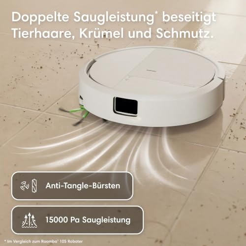 Roomba 115 Saugroboter, 15.000 Pa Saugkraft, Laser-Navigation | Borsten-Gummibürste mit Kammstruktur gegen Verheddern, ausziehbare Seitenbürste, Kantenreinigung, 19 mm Hindernisüberquerung - 2