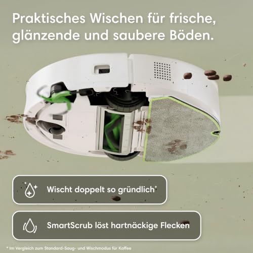 Roomba 115 Saugroboter, 15.000 Pa Saugkraft, Laser-Navigation | Borsten-Gummibürste mit Kammstruktur gegen Verheddern, ausziehbare Seitenbürste, Kantenreinigung, 19 mm Hindernisüberquerung - 4