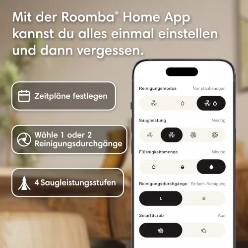 Roomba 115 Saugroboter, 15.000 Pa Saugkraft, Laser-Navigation | Borsten-Gummibürste mit Kammstruktur gegen Verheddern, ausziehbare Seitenbürste, Kantenreinigung, 19 mm Hindernisüberquerung - 7