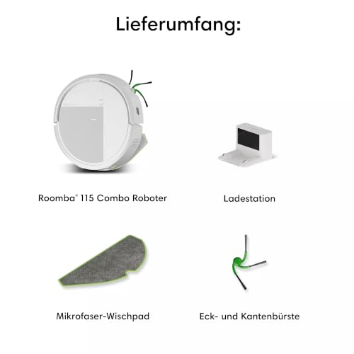 Roomba 115 Saugroboter, 15.000 Pa Saugkraft, Laser-Navigation | Borsten-Gummibürste mit Kammstruktur gegen Verheddern, ausziehbare Seitenbürste, Kantenreinigung, 19 mm Hindernisüberquerung - 8