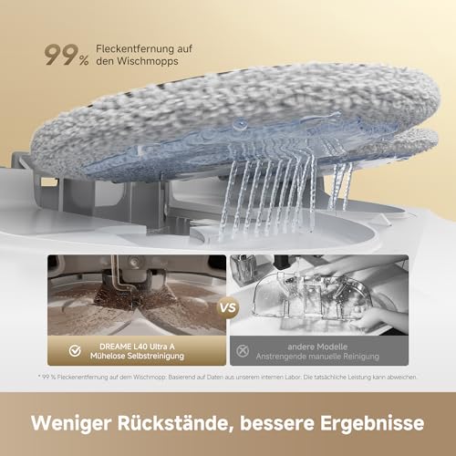 dreame L40 Ultra A Saugroboter mit Wischfunktion mit 24.000 Pa Saugkraft | TriCut-Bürste, 10,5 mm Mopp-Hub, multifunktionale Basisstation, Wischmopp-Selbstreinigung, intelligente Hindernisvermeidung - 8