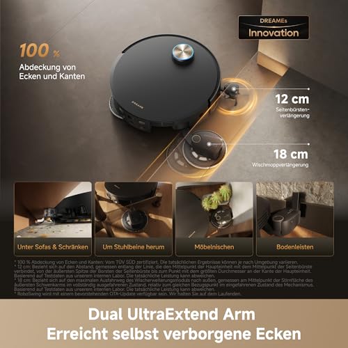 DREAME X60 Pro Ultra Complete Saugroboter mit UltraExtend-Armen,42.000Pa | AI OmniSight-System, 10 cm Hindernisüberwindung,11 A PowerMaster, Mopp-Selbstreinigung 100 °C, 100 % Haarentwirrung - 4