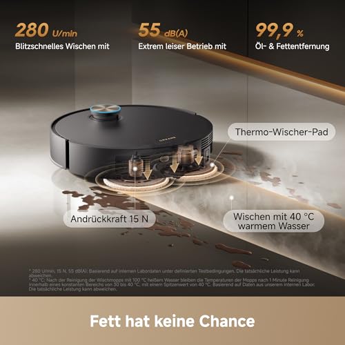 DREAME X60 Pro Ultra Complete Saugroboter mit UltraExtend-Armen,42.000Pa | AI OmniSight-System, 10 cm Hindernisüberwindung,11 A PowerMaster, Mopp-Selbstreinigung 100 °C, 100 % Haarentwirrung - 8