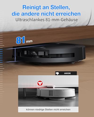 ECOVACS DEEBOT T50 Omni Gen3 Saugroboter, 25.000 Pa | 81 mm ultraflach, ZeroTangle 3.0 für Tierhaare, TruEdge 2.0, 75 °C Heißwasser-Moppwäsche - 4