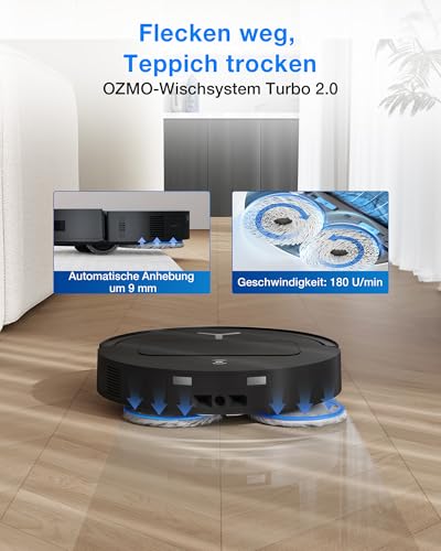 ECOVACS DEEBOT T50 Omni Gen3 Saugroboter, 25.000 Pa | 81 mm ultraflach, ZeroTangle 3.0 für Tierhaare, TruEdge 2.0, 75 °C Heißwasser-Moppwäsche - 6