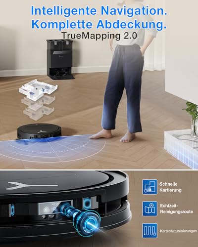 ECOVACS DEEBOT T50 Omni Gen3 Saugroboter, 25.000 Pa | 81 mm ultraflach, ZeroTangle 3.0 für Tierhaare, TruEdge 2.0, 75 °C Heißwasser-Moppwäsche - 8