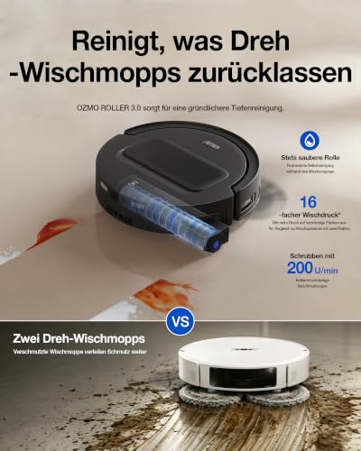 ECOVACS DEEBOT T90 MAX PRO Saugroboter mit Wischfunktion, 40.000 Pa BLAST | OZMO ROLLER 3.0 selbstreinigender wischmopp, Ausfahrbare Mopp, 100°C Heißwasser-Moppwäsche, 15mm Walzenmopp-Anhebung, Schwarz - 2
