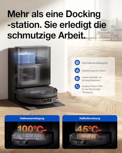 ECOVACS DEEBOT T90 MAX PRO Saugroboter mit Wischfunktion, 40.000 Pa BLAST | OZMO ROLLER 3.0 selbstreinigender wischmopp, Ausfahrbare Mopp, 100°C Heißwasser-Moppwäsche, 15mm Walzenmopp-Anhebung, Schwarz - 6