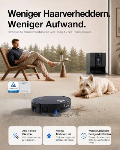 ECOVACS X12 OMNICYCLONE Saugroboter mit Wischfunktion, 22.000 Pa Saugkraft | FocusJet-System zur Fleckenvorlösung, OZMO ROLLER 3.0, ausfahrbare Mopprolle, PureCyclone Auto-Entleerung, Silberschwarz - 5