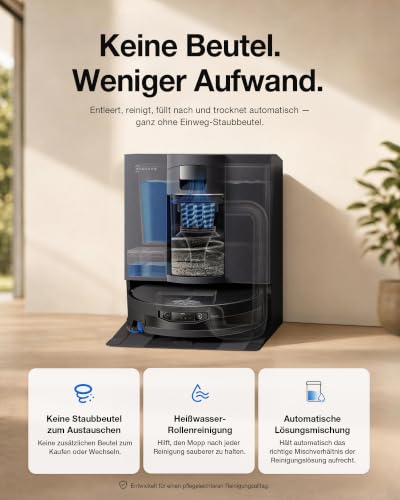 ECOVACS X12 OMNICYCLONE Saugroboter mit Wischfunktion, 22.000 Pa Saugkraft | FocusJet-System zur Fleckenvorlösung, OZMO ROLLER 3.0, ausfahrbare Mopprolle, PureCyclone Auto-Entleerung, Silberschwarz - 7